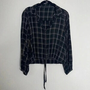 Sanctuary Black Crop Long Sleeve with Drawstring Waist